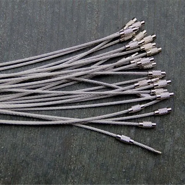 5pcs Multifunctional Outdoor Camping Gear Wire Ropes Key Ring (20cm) Silver