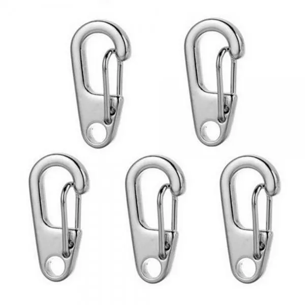 5pcs Outdoor D2 Mini Zinc Alloy Carabiner Buckles Keychains Silver