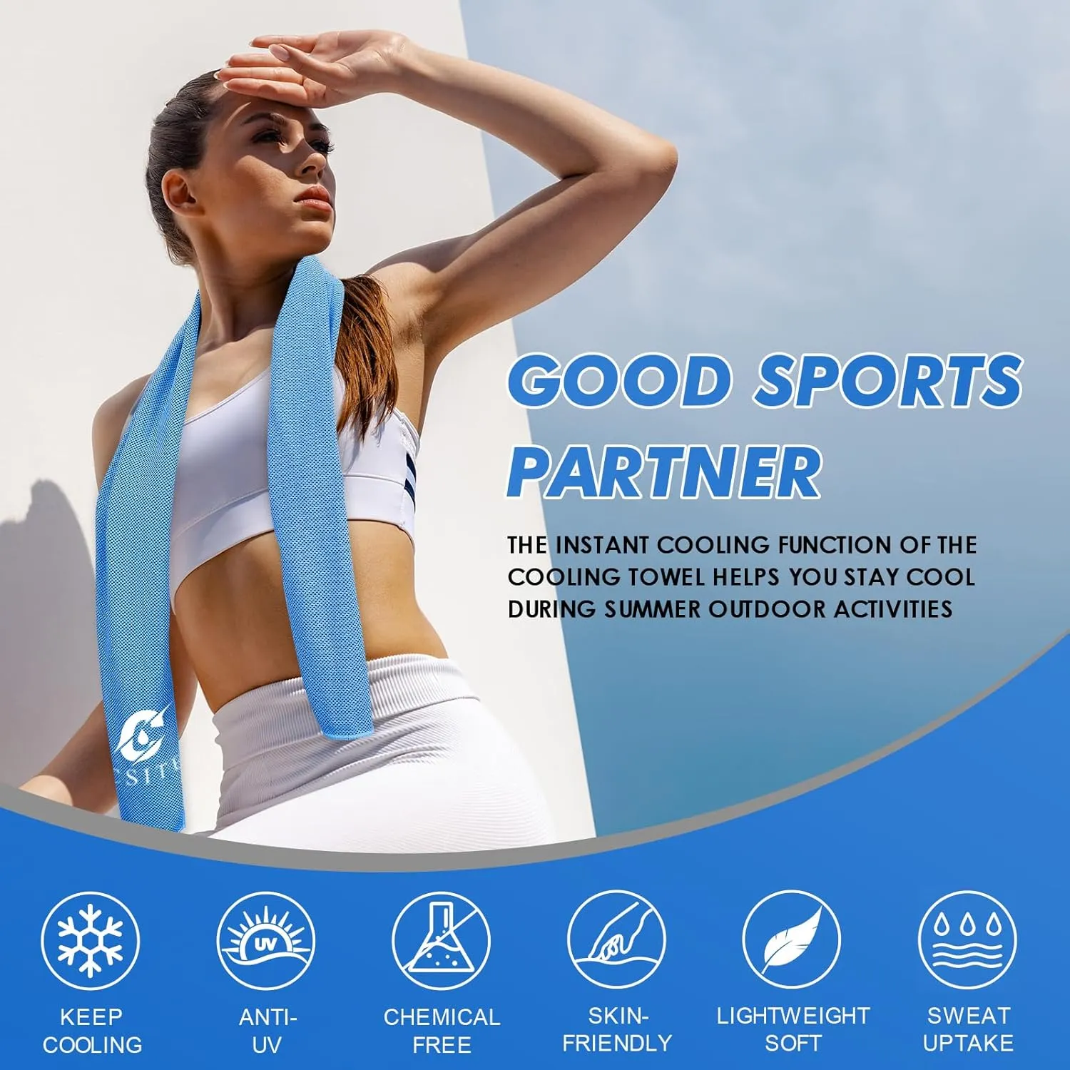 6 Pack Cooling Towels (47"x12") for Neck and Face, Ice Towel for Hot Weather, Soft Breathable Chilly Gym Towels, Microfiber Towel for Work Out, Yoga, Running, Camping & More Activities