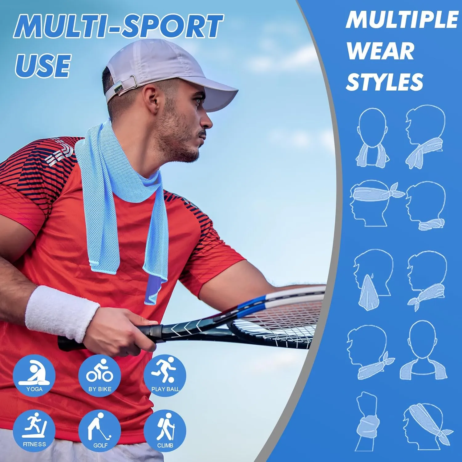 6 Pack Cooling Towels (47"x12") for Neck and Face, Ice Towel for Hot Weather, Soft Breathable Chilly Gym Towels, Microfiber Towel for Work Out, Yoga, Running, Camping & More Activities