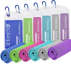 6 Pack Cooling Towels (47"x12") for Neck and Face, Ice Towel for Hot Weather, Soft Breathable Chilly Gym Towels, Microfiber Towel for Work Out, Yoga, Running, Camping & More Activities