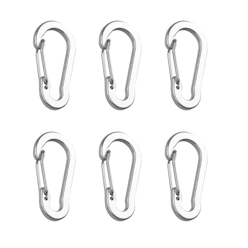 6-Piece Outdoor Camping Multi-Tool Carabiner Clips - Aluminum Buckles for Mountaineering, Fishing, Climbing Accessories