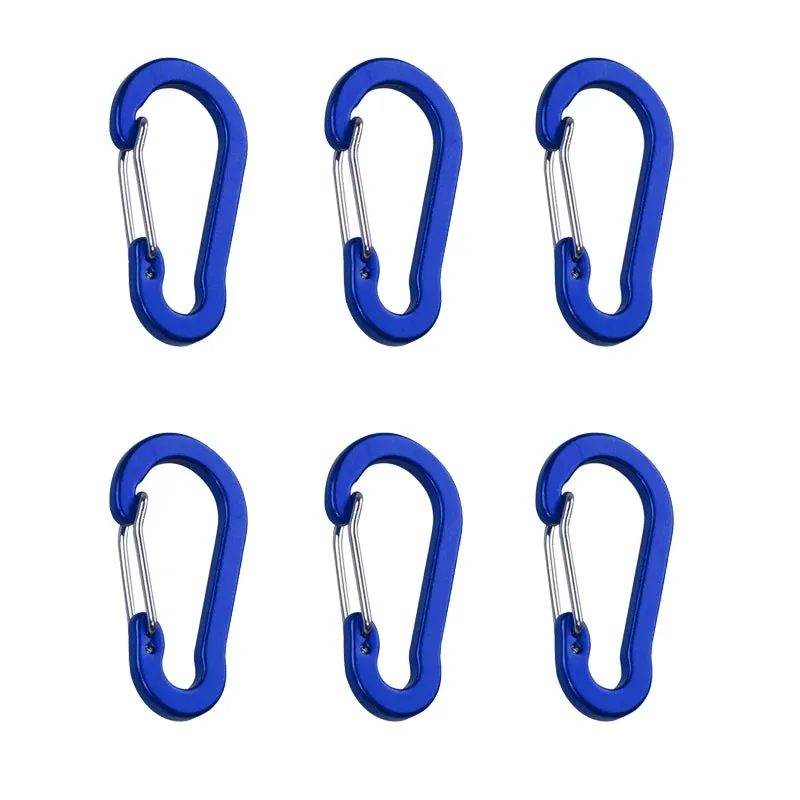 6-Piece Outdoor Camping Multi-Tool Carabiner Clips - Aluminum Buckles for Mountaineering, Fishing, Climbing Accessories