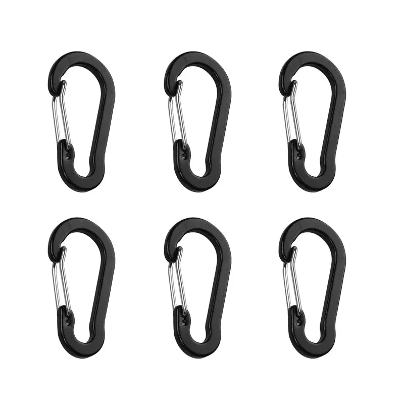 6-Piece Outdoor Camping Multi-Tool Carabiner Clips - Aluminum Buckles for Mountaineering, Fishing, Climbing Accessories