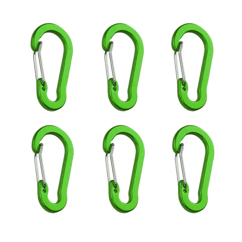 6-Piece Outdoor Camping Multi-Tool Carabiner Clips - Aluminum Buckles for Mountaineering, Fishing, Climbing Accessories