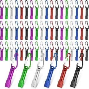 60 Pack Mini Keychain Flashlights Bulk, Ultra-Bright LED Metal Carabiner Clip Lights,Compact Emergency Lights for Camping, Hiking, Cycling, Survival Kits(60)