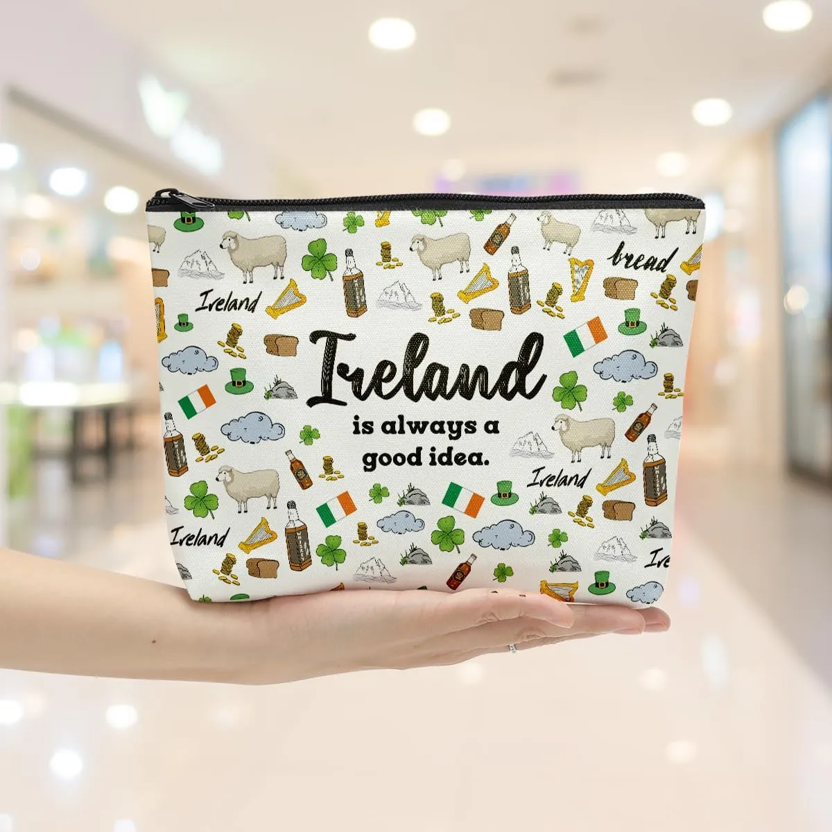 6PCS Ireland Makeup Bag Ireland Trip Gift Ireland Lover Gift Ireland Merch Ireland Zipper Pouch Makeup Bag Inspired Gift Travel Toiletry Bag Cosmetics Bag for Women