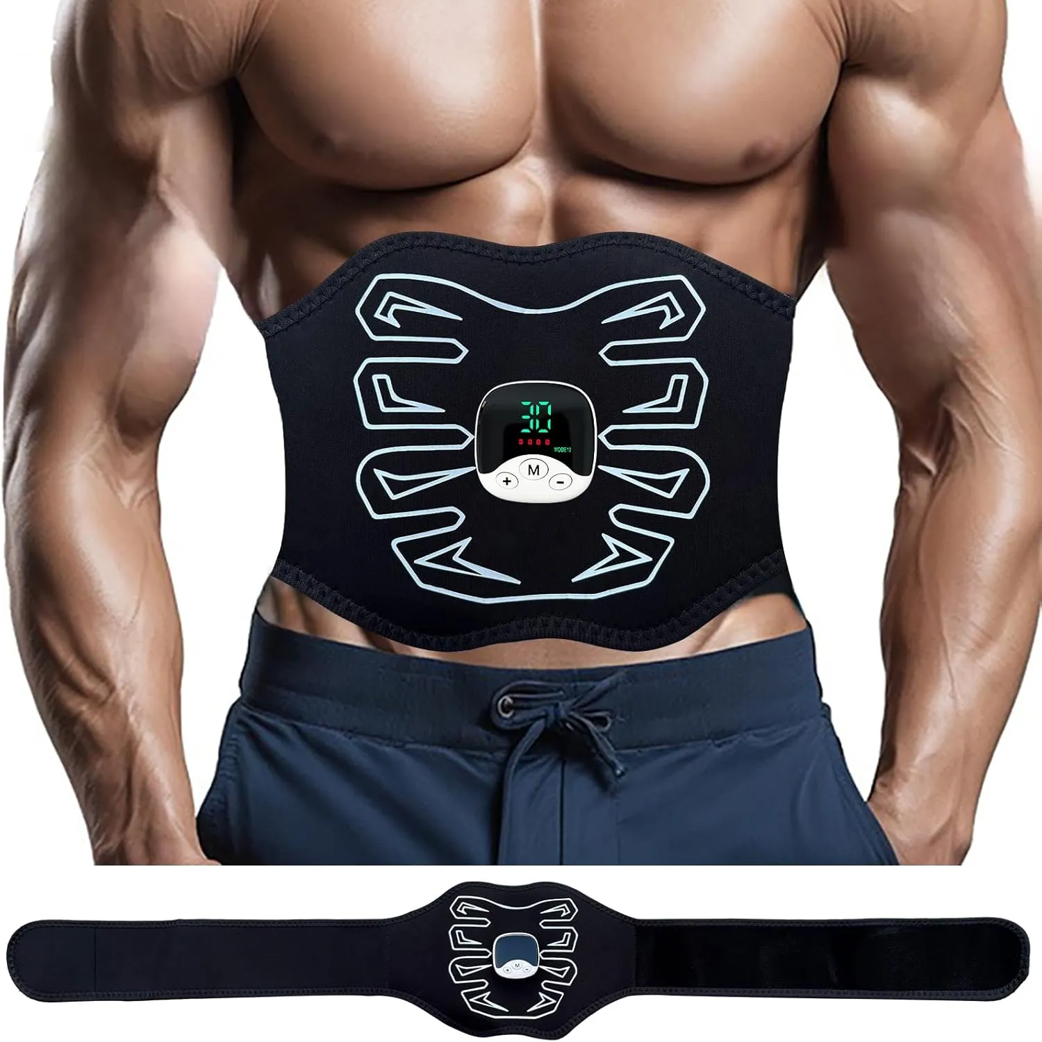 Abs Stimulator, EMS Muscle Stimulator for Gym Home Office, Abdominal Toning Belt Electric Ab Stimulator for Men Women