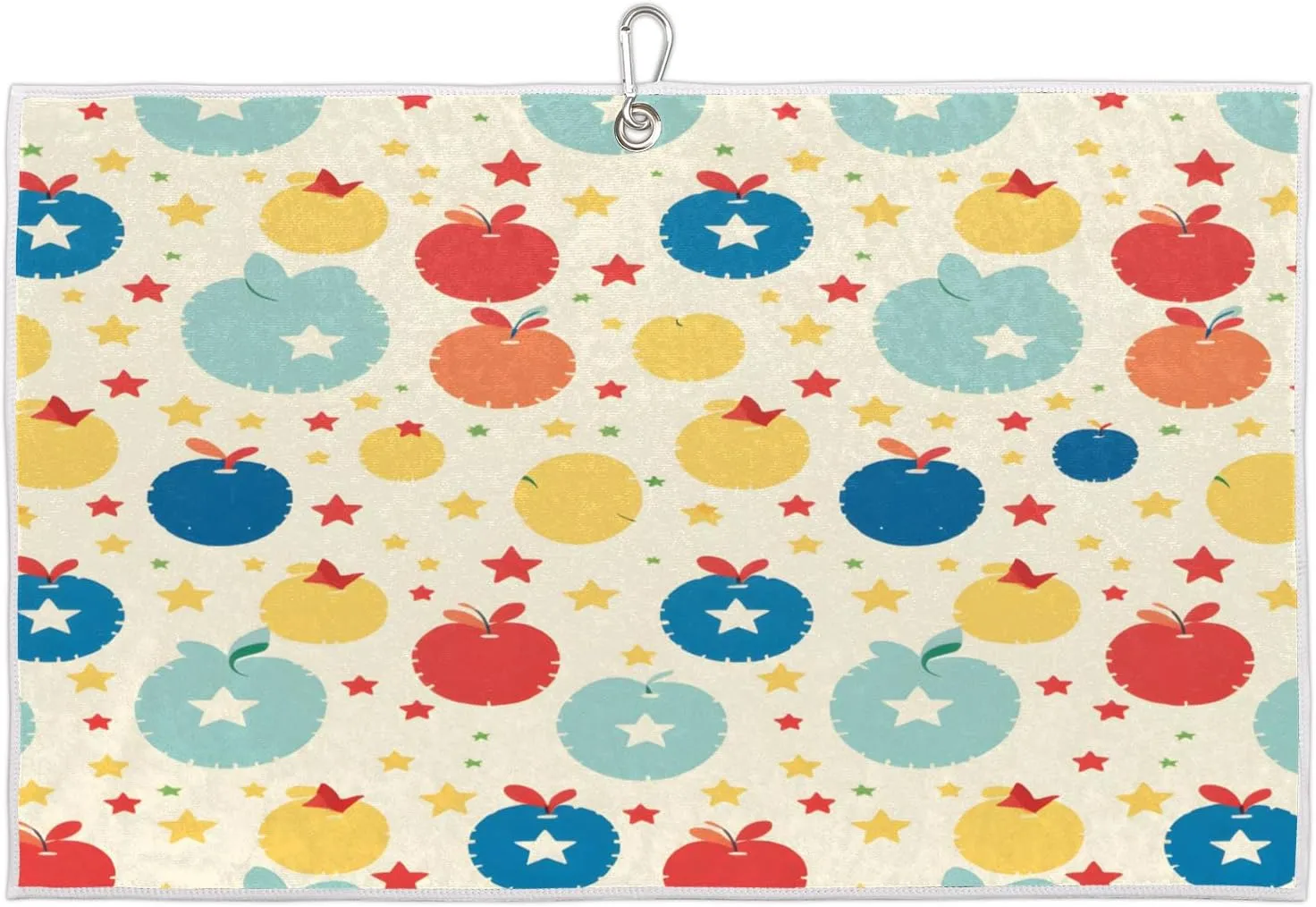 Abstract Star Apples Golf Towel with Heavy Duty Carabiner Clip Quick Dry Ultra Absorbent Club Ball Cleaning Towel Golf Accessories for Men Women