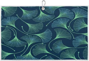 Abstraction Beautiful Leaves Golf Towel with Heavy Duty Carabiner Ultra Absorbent Quick Dry Perfect for Cleaning Clubs Balls Gear Essential Golf Accessory for Men Women Kids