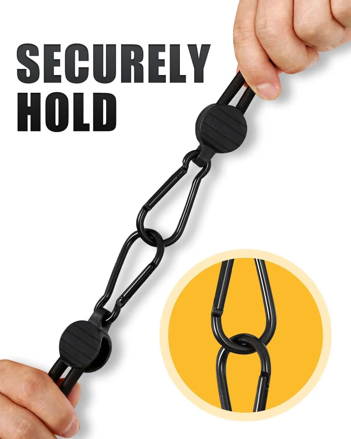 Adjustable Bungee Cords with Hooks, 6 Pack Thick Elastic Straps, Easy to Lengthen and Resecure (7"-48")– Strong, Stretchy Tie Downs with Secure Hooks for Cargo, Camping, Tents, Luggage – All-Weather