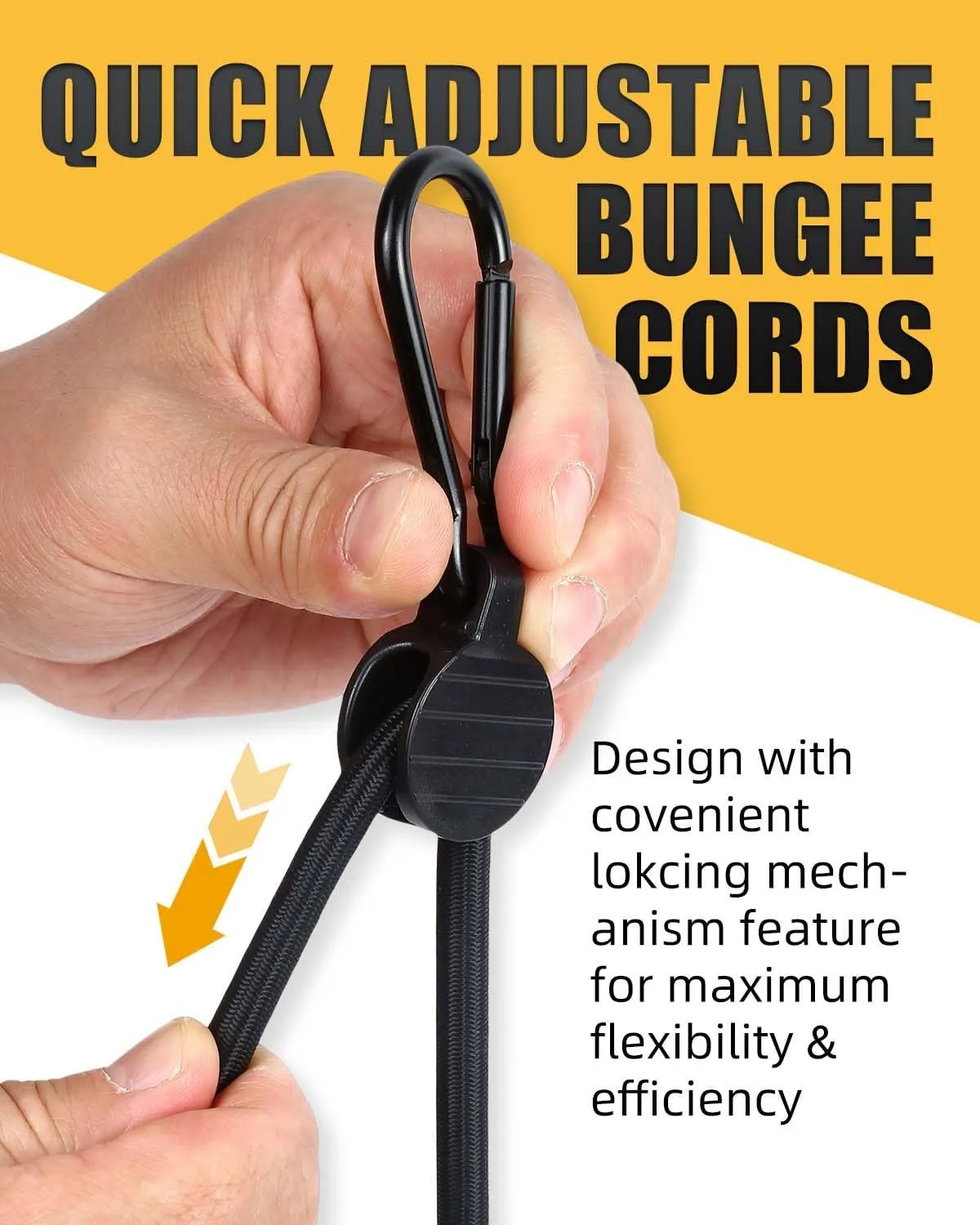 Adjustable Bungee Cords with Hooks, 6 Pack Thick Elastic Straps, Easy to Lengthen and Resecure (7"-48")– Strong, Stretchy Tie Downs with Secure Hooks for Cargo, Camping, Tents, Luggage – All-Weather