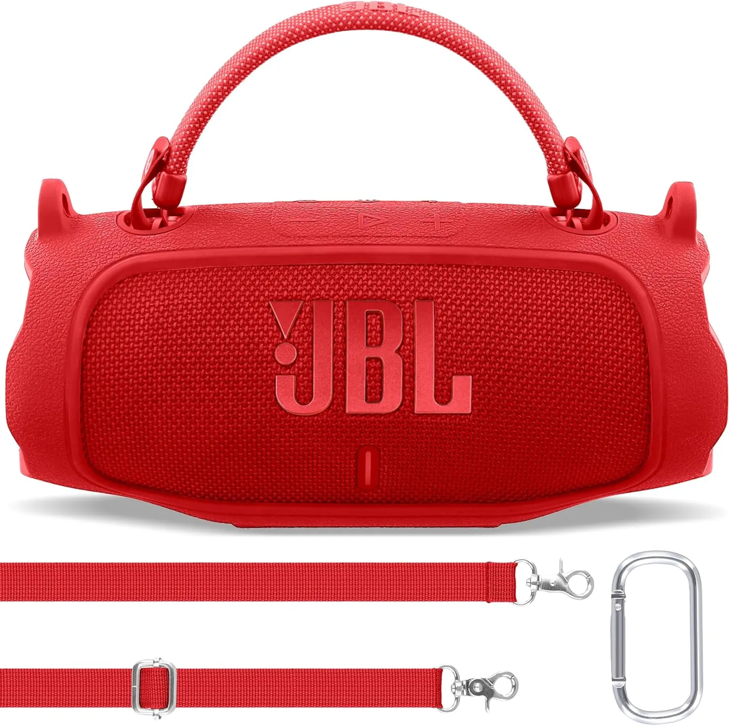 Aenllosi for JBL Charge 6 Wireless Bluetooth Speaker Silicone Cover Case with Adjustable Shoulder Strap,Red (Case Only)