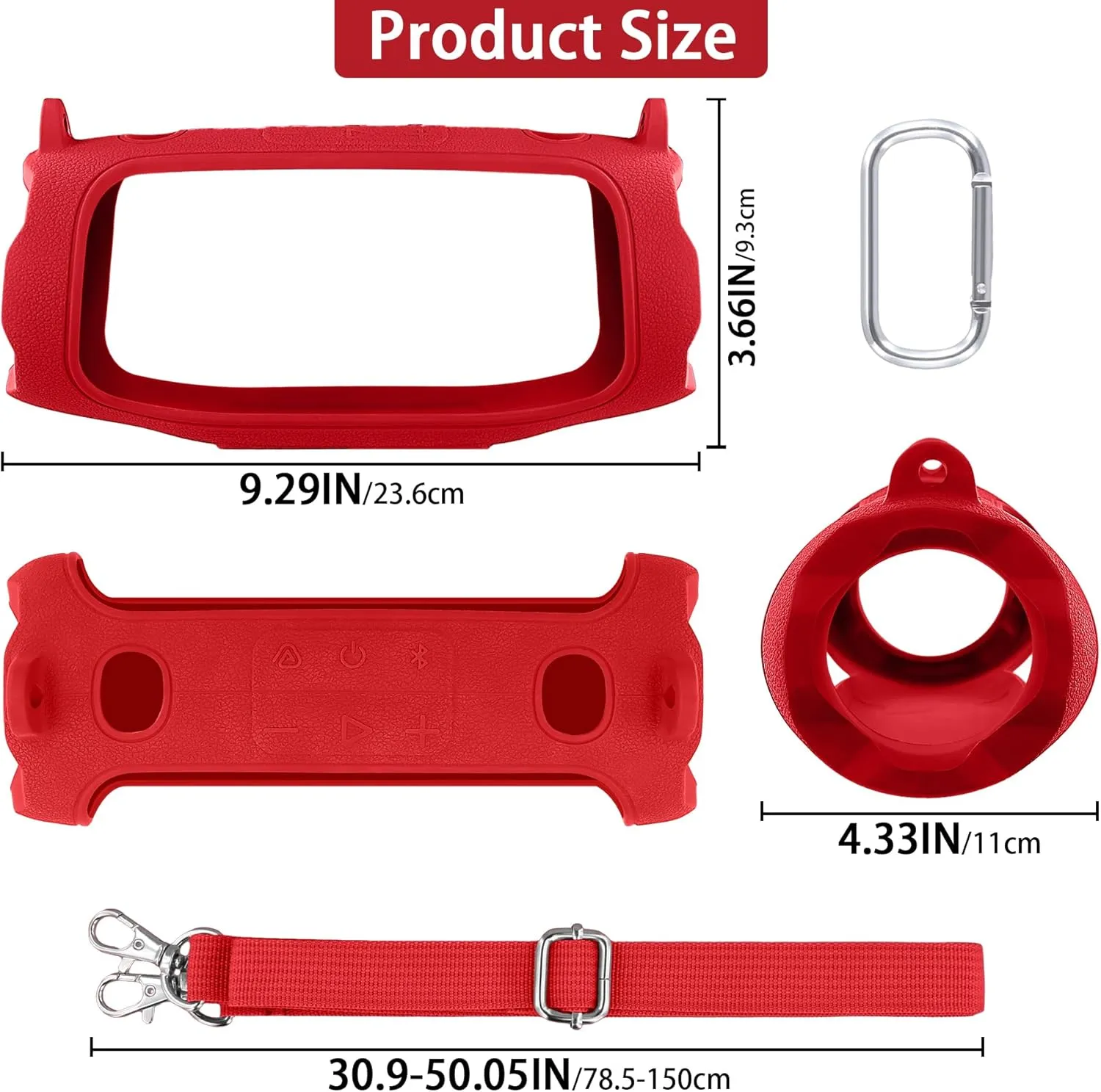 Aenllosi for JBL Charge 6 Wireless Bluetooth Speaker Silicone Cover Case with Adjustable Shoulder Strap,Red (Case Only)