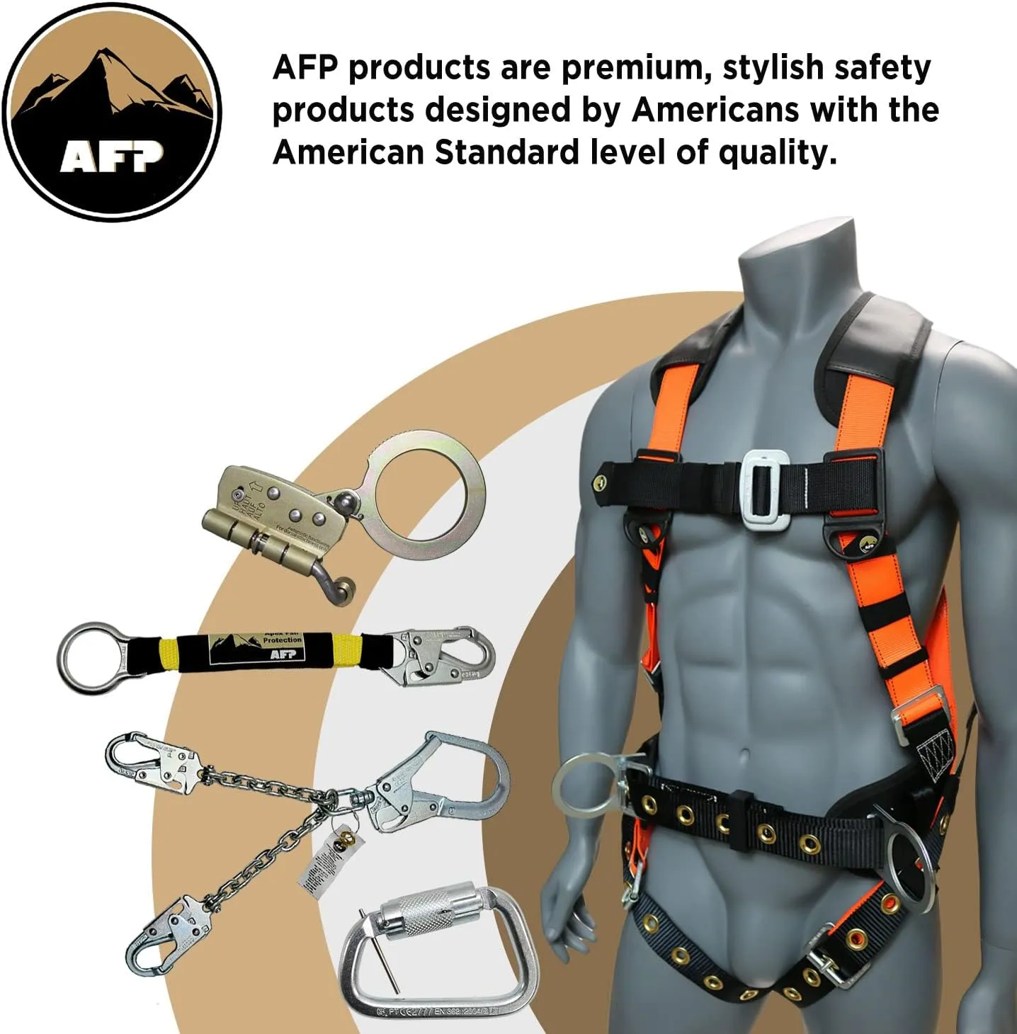 AFP Steel Twist-Locking D-Steel High-Strength Carabiner w/Pin | Safety Fall Protection | High-Strength Heavy-Duty | ANSI & OSHA Rated