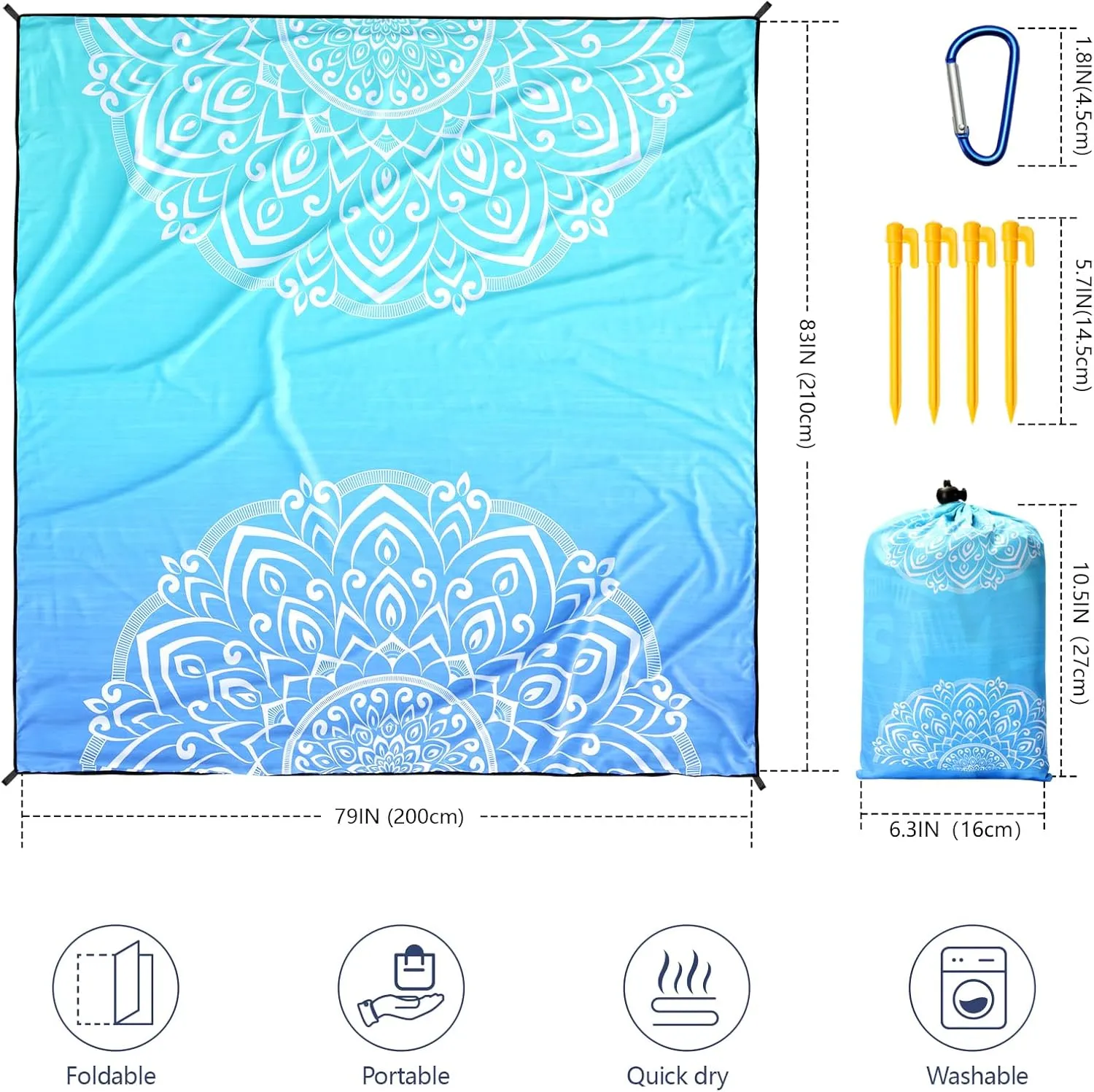 AISPARKY Beach Blanket Waterproof Sandproof, Oversized Large Beach Mat 79" X 83"/120"x108" for 1-8 Adults, Quick Drying&Compact&Lightweight, Picnic Mat Vacation Essentials for Beach Camping Travel