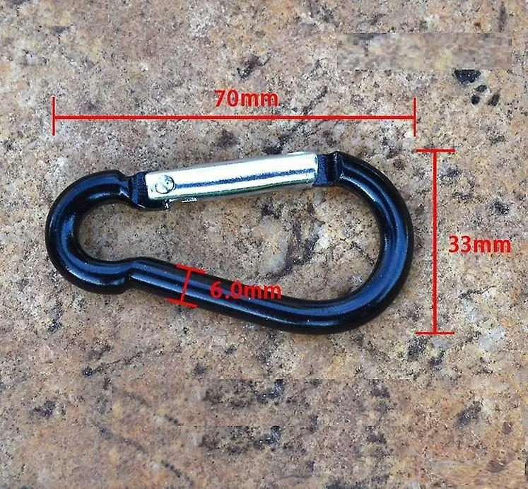 Aluminum Carabiner Clip Snap Hook Keyring - Heavy Duty Keychains 10 Pack - Blac