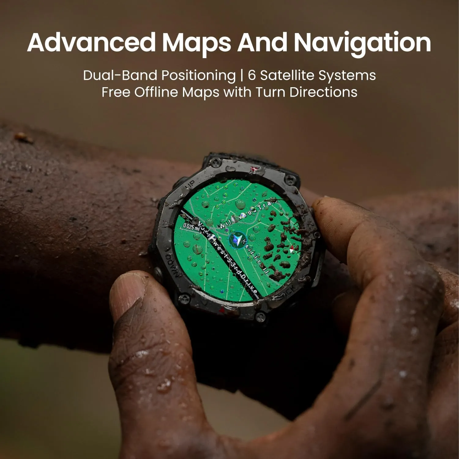 Amazfit Refurbished T-Rex 3 Rugged Military Smart Watch 48mm, GPS, Offline Maps, 100m Water-Resistant, Outdoor Fitness Smartwatch for Men, 170 Sport Modes, AI, Voice Control, Renewed (Lava)