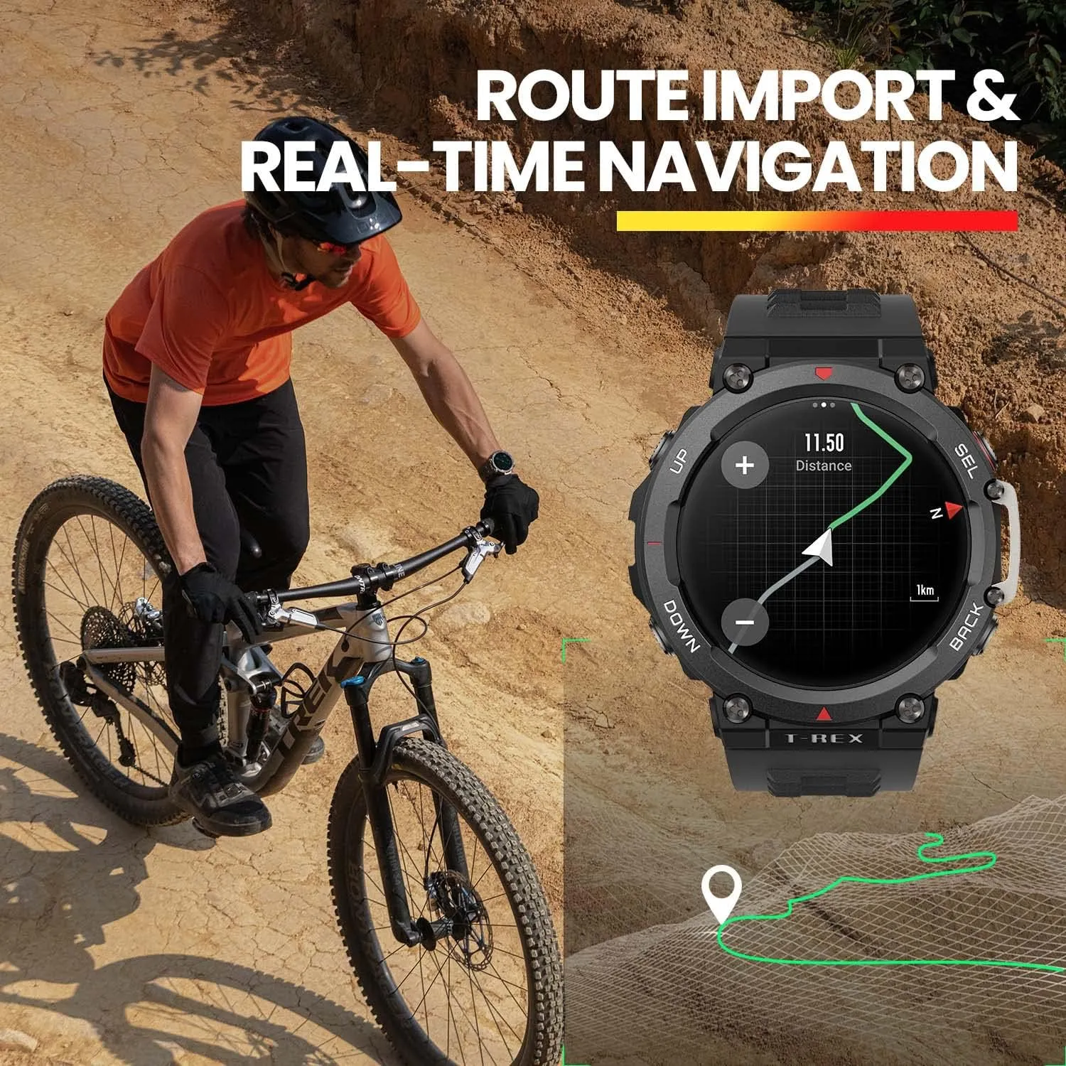 Amazfit T-Rex 2 Smart Watch for Men, Dual-Band & 6 Satellite Positioning, 24-Day Battery Life, Ultra-Low Temperature Operation, Rugged Outdoor GPS Military Watch, Black(Renewed)