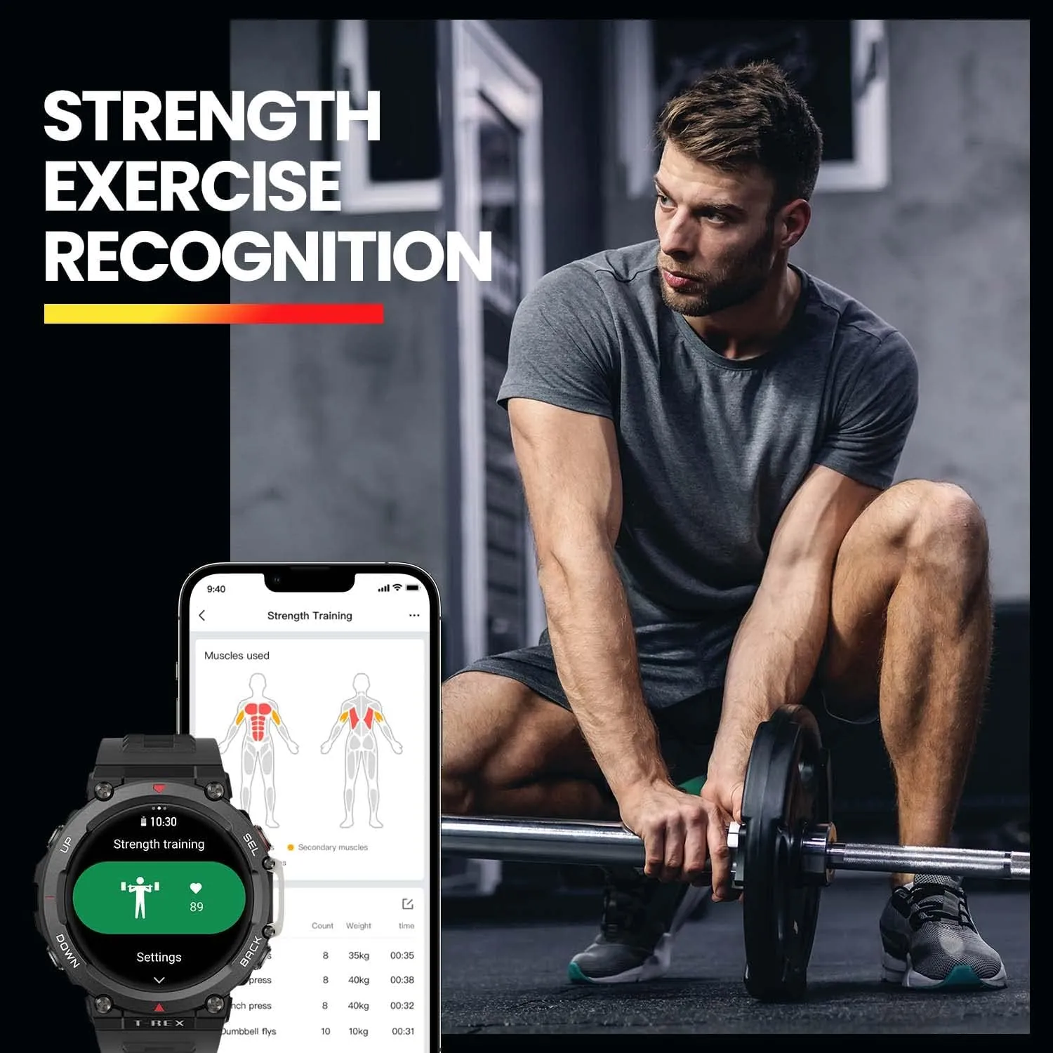 Amazfit T-Rex 2 Smart Watch for Men, Dual-Band & 6 Satellite Positioning, 24-Day Battery Life, Ultra-Low Temperature Operation, Rugged Outdoor GPS Military Watch, Black(Renewed)