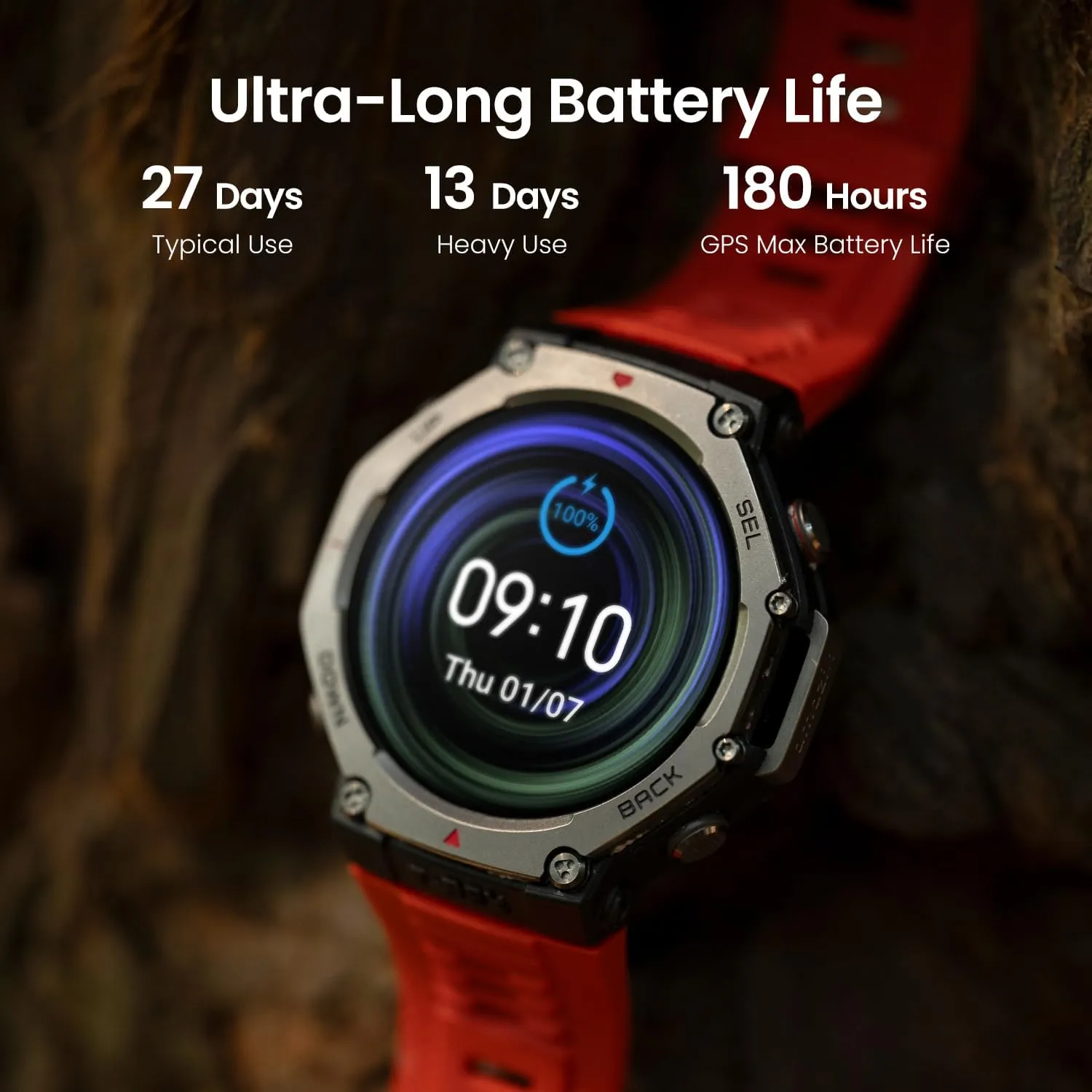 Amazfit T-Rex 3 Rugged Military Smart Watch 48mm, GPS (with Privacy), Offline Maps, Long Battery Life,328 Feet Water-Resistant, 170 Fitness/Sport Modes, AI, Voice Control, for Android or iPhone, Gray