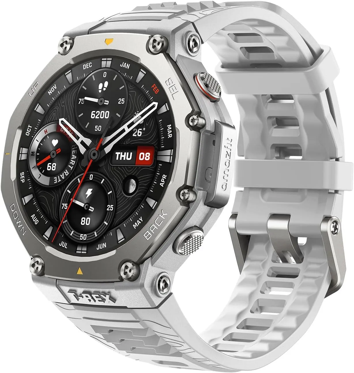 Amazfit T-Rex 3 Rugged Military Smart Watch 48mm, GPS (with Privacy), Offline Maps, Long Battery Life,328 Feet Water-Resistant, 170 Fitness/Sport Modes, AI, Voice Control, for Android or iPhone, Gray