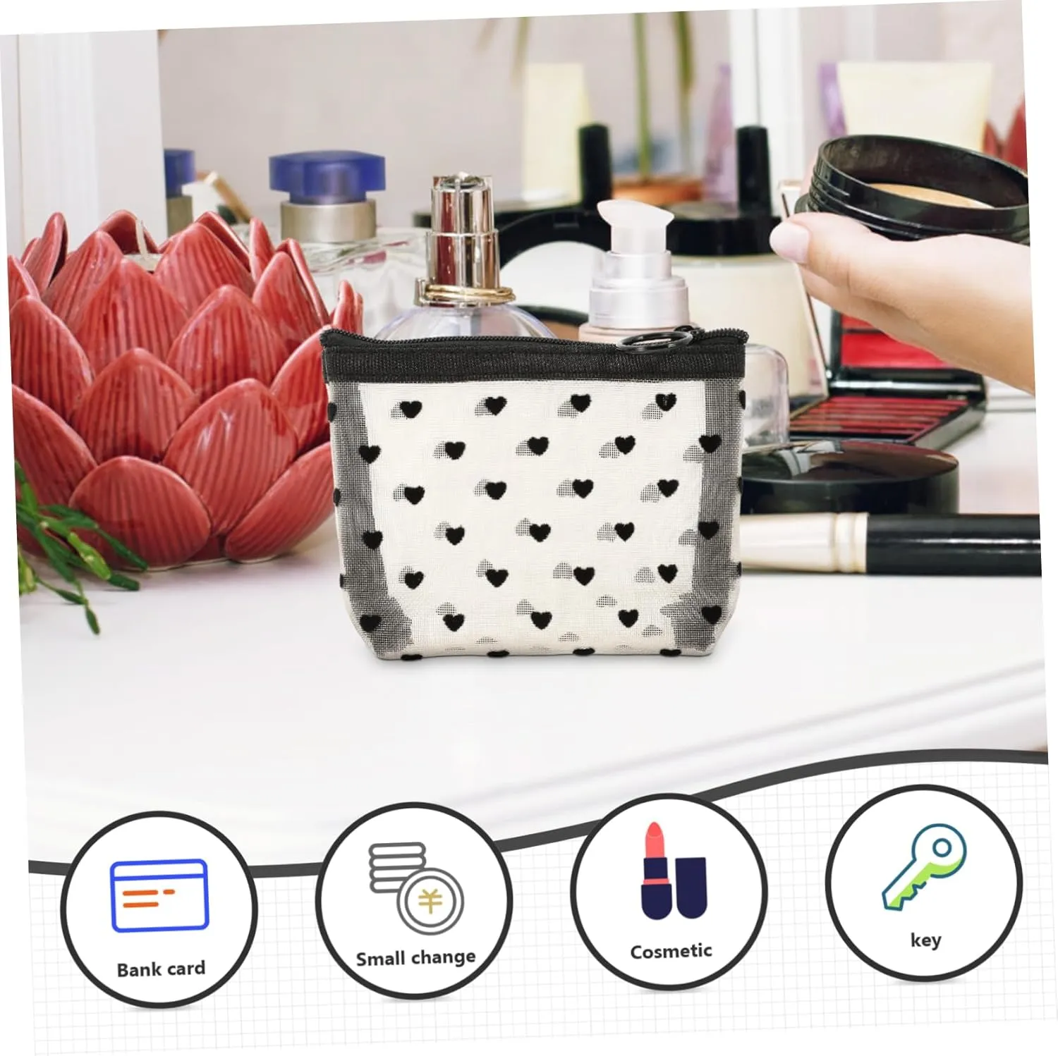 Angoily 2 Sets Accessory Portable Cosmetic Multi-Function Makeup Convenient Travel Supply of Outdoor Bags, Beigex5pcs, 12X8.5X3CMx5pcs