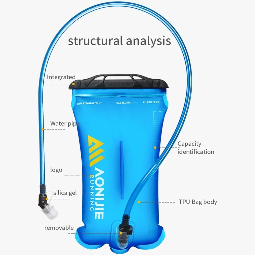 AONIJIE Water Hydration Bladder Suitable for Running Vest Backpack 1.5L/2L/3L Leakproof Water Reservoir BPA-Free and Large Opening for Hiking Cycling Camping