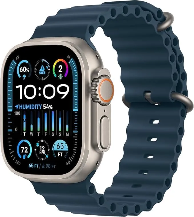 Apple Watch Ultra 2 [GPS   Cellular 49mm] - Black Titanium Case with Blue Ocean Band (Renewed)