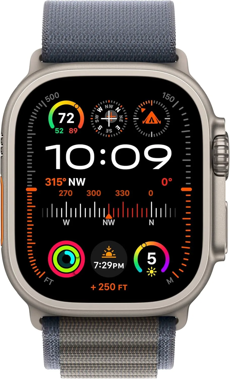 Apple Watch Ultra 2 [GPS   Cellular, 49mm] Titanium Case with Blue Alpine Loop, Medium (Renewed)