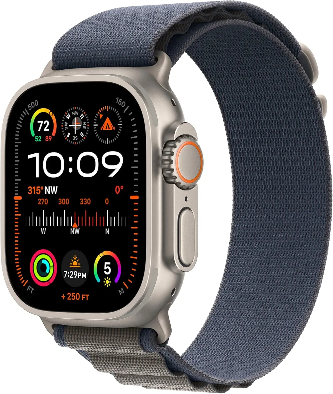 Apple Watch Ultra 2 [GPS   Cellular, 49mm] Titanium Case with Blue Alpine Loop, Medium (Renewed)