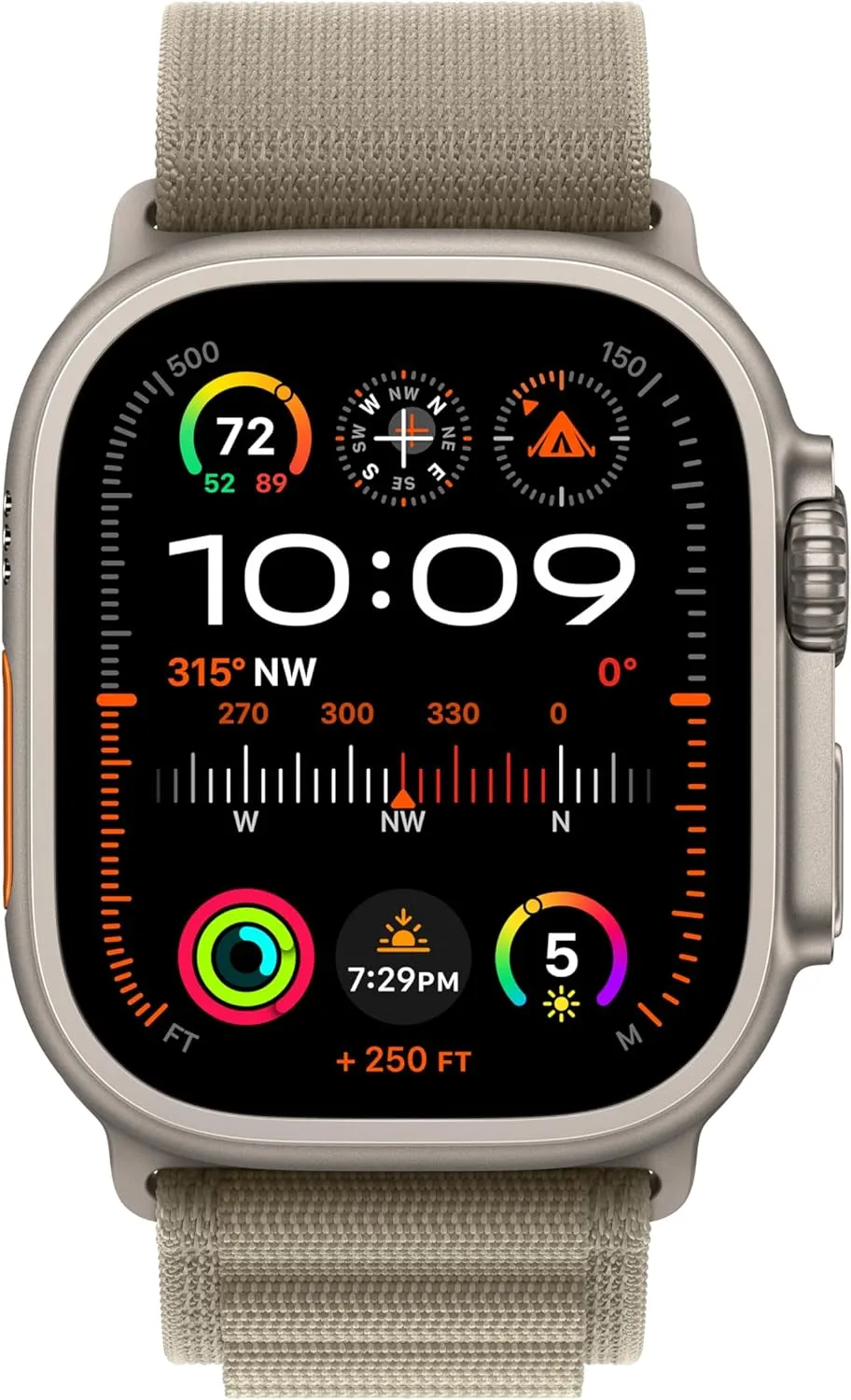 Apple Watch Ultra 2 [GPS   Cellular, 49mm] Titanium Case with Olive Alpine Loop, M/L (Renewed)