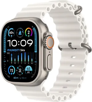 Apple Watch Ultra 2 [GPS   Cellular, 49mm] - Titanium Case With White Ocean Band, One Size (Renewed)
