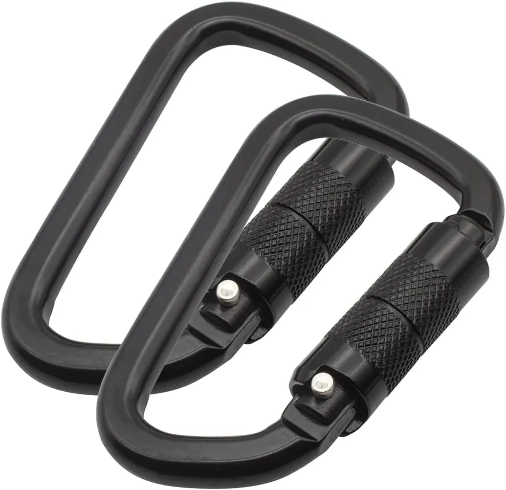 Auto Locking Carabiner 30KN=6500lbs Heavy Duty Large Clip Climbing Carabiner Twist Lock Carabiners for Rock Climbing, Camping, Gym,Rescue (CE Rated,D Shape)