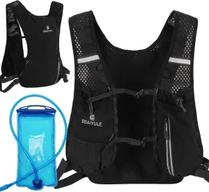B BBAIYULE Hydration Running Vest , Hydration Bladder or Soft Flask(Optional), Lightweight Water Backpack Men Women, Trail Marathon Hiking Cycling