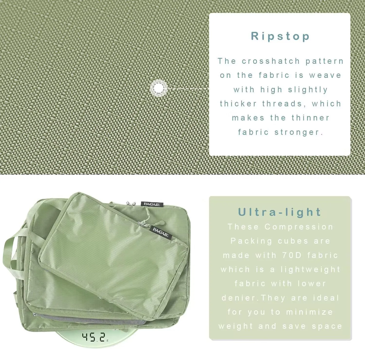 BAGAIL 4 Set/6 Set Ultralight Compression Packing Cubes Packing Organizer for Travel Accessories Luggage Suitcase Backpack