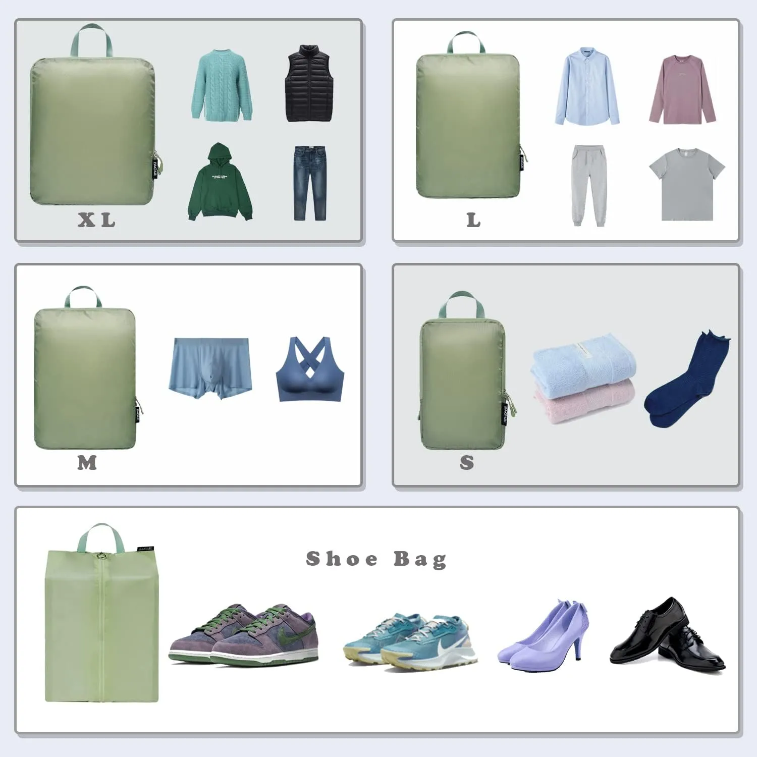 BAGAIL 4 Set/6 Set Ultralight Compression Packing Cubes Packing Organizer for Travel Accessories Luggage Suitcase Backpack