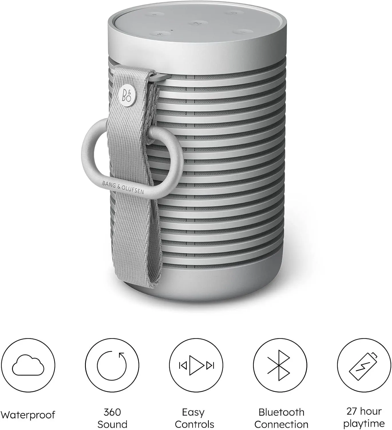 Bang & Olufsen Beosound Explore - Wireless Outdoor Bluetooth speaker, IP 67 Dustproof and Waterproof, Grey Mist