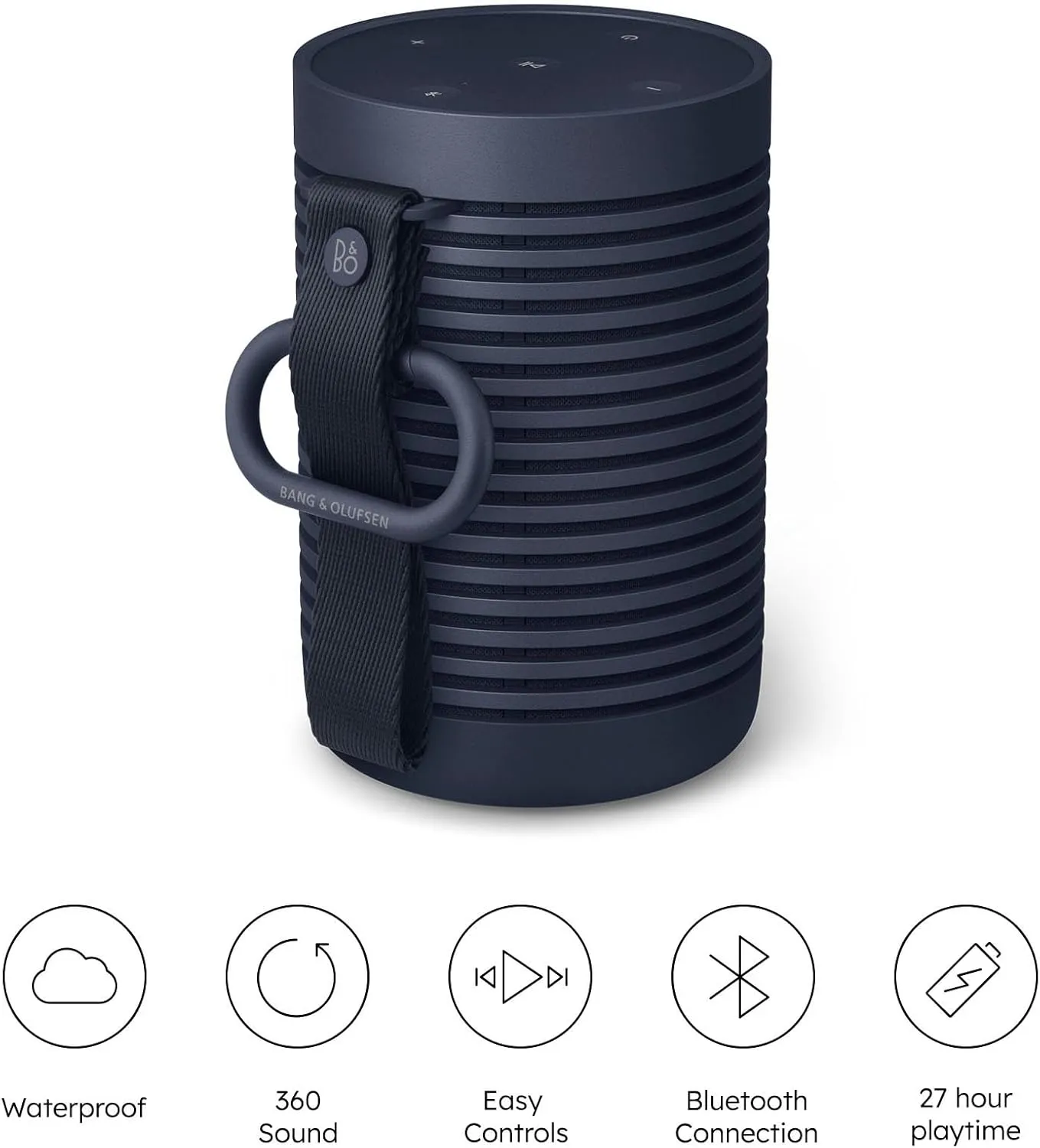 Bang & Olufsen Beosound Explore - Wireless Portable Outdoor Bluetooth speaker, IP 67 Dustproof and Waterproof, Navy