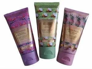 Bath & Body Works Travel Size Ultimate Hydration Body Creams: Passionfruit Banana Flower, Pink Pineapple Sunrise, Waikiki Beach Coconut 2.5 Ounces Set of 3