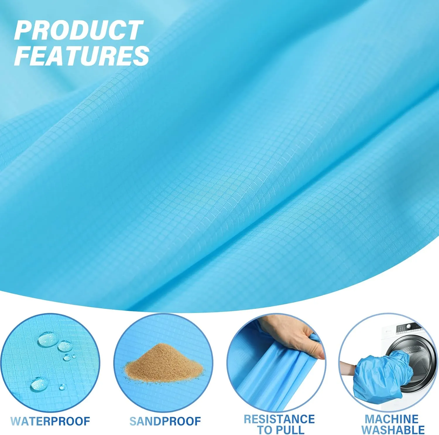 Beach Blanket Oversized Extra Large 10'X 9',Waterproof Sandproof Beach Blanket 2-8 Adults Lightweight Durable for Travel Camping Hiking Picnic (10'X 9', Blue3)