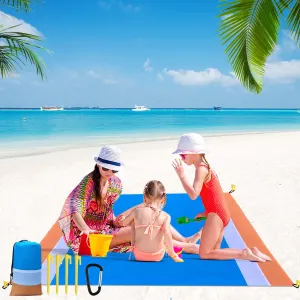 Beach Blanket, Sand Free Beach Blanket, 79''×83'' Extra Large Beach Mat, Quick Dry Beach Blanket Waterproof Sandproof, Lightweight Portable Outdoor Picnic Blanket for Travel, Camping, Hiking