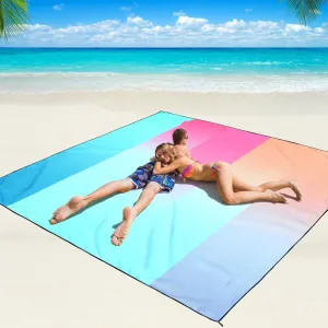 Beach Blanket Waterproof Sandproof Beach Mat 79" X 83" /10'x9'for 2-8 Adults Quick Drying Outdoor Picnic Mat Beach Accessories for Travel, Camping, Hiking