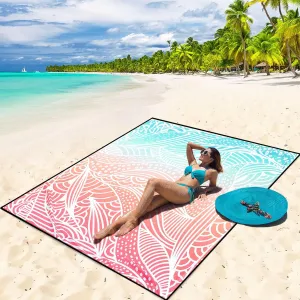 Beach Blanket Waterproof Sandproof Beach Mat 79" X 83" /10'x9'for 2-8 Adults Quick Drying Outdoor Picnic Mat Beach Accessories for Travel, Camping, Hiking