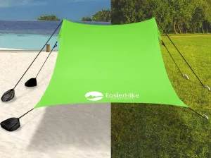 Beach Canopy Windproof Design, Sun Shelter UPF50  Portable Family Tent with 6 Sandbags Anchors 10x10 FT 2 Pole Pop Up Outdoor Shelter for Beach, Camping, Fishing, Backyard