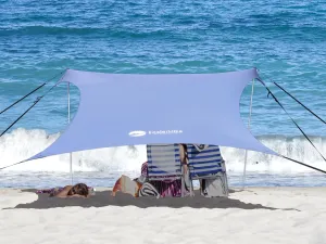 Beach Shade Windproof Design, Sun Shelter UPF50  Portable Family Tent with 6 Sandbags Anchors 7x7 FT 2 Pole Pop Up Outdoor Shelter for Beach, Camping, Fishing, Backyard and Picnics