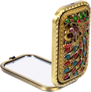 Beaupretty Vintage Mirror Vintage Makeup Mirror Portable Foldable Mirror Peacock Vanity Mirror Small Pocket Mirror Double- Sided Mirror Travel Mirror Portable Vanity Mirror