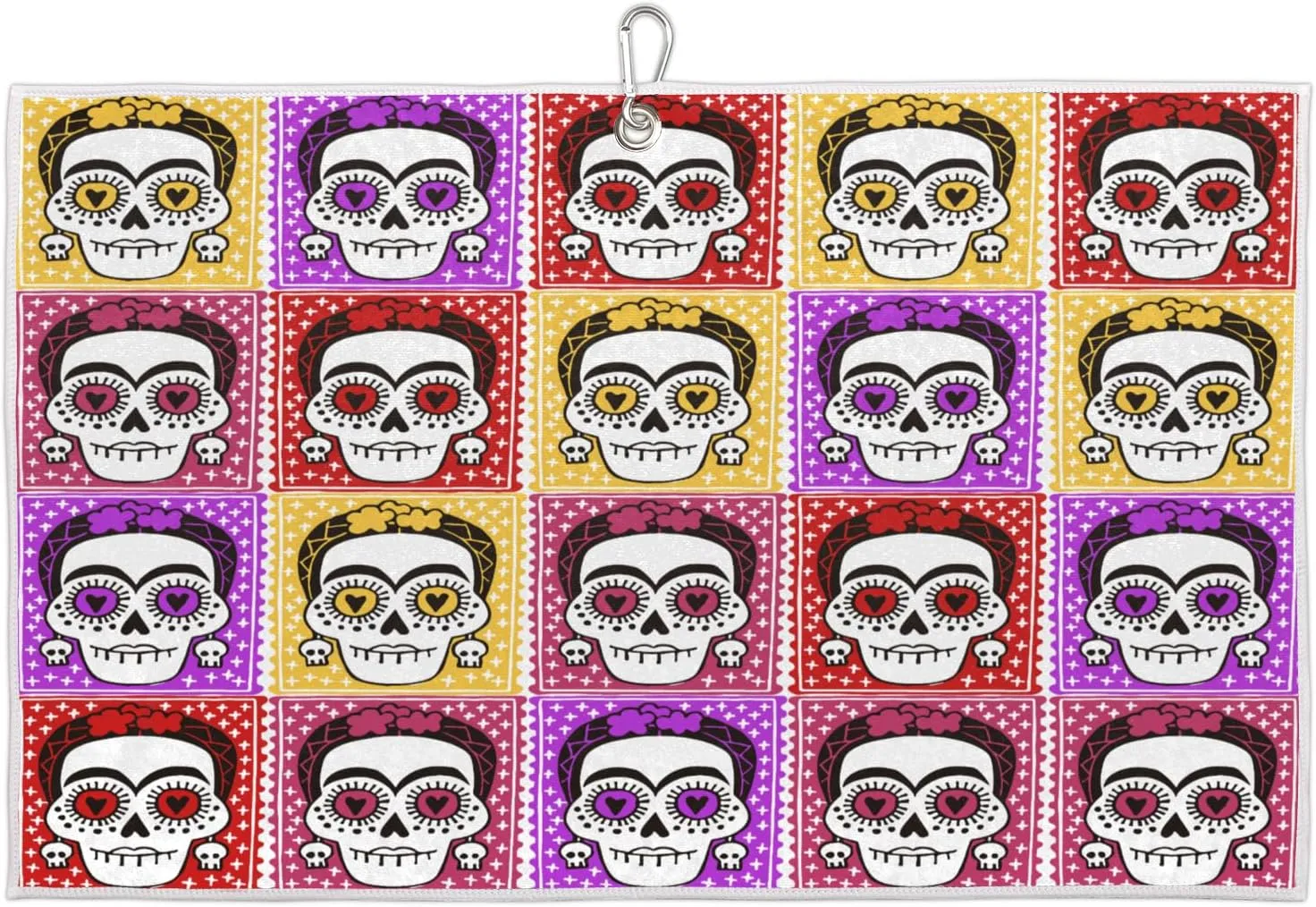 Beautiful Skulls Ladies Golf Towel with Heavy Duty Carabiner Clip Quick Dry Ultra Absorbent Club Ball Cleaning Towel Golf Accessories for Men Women