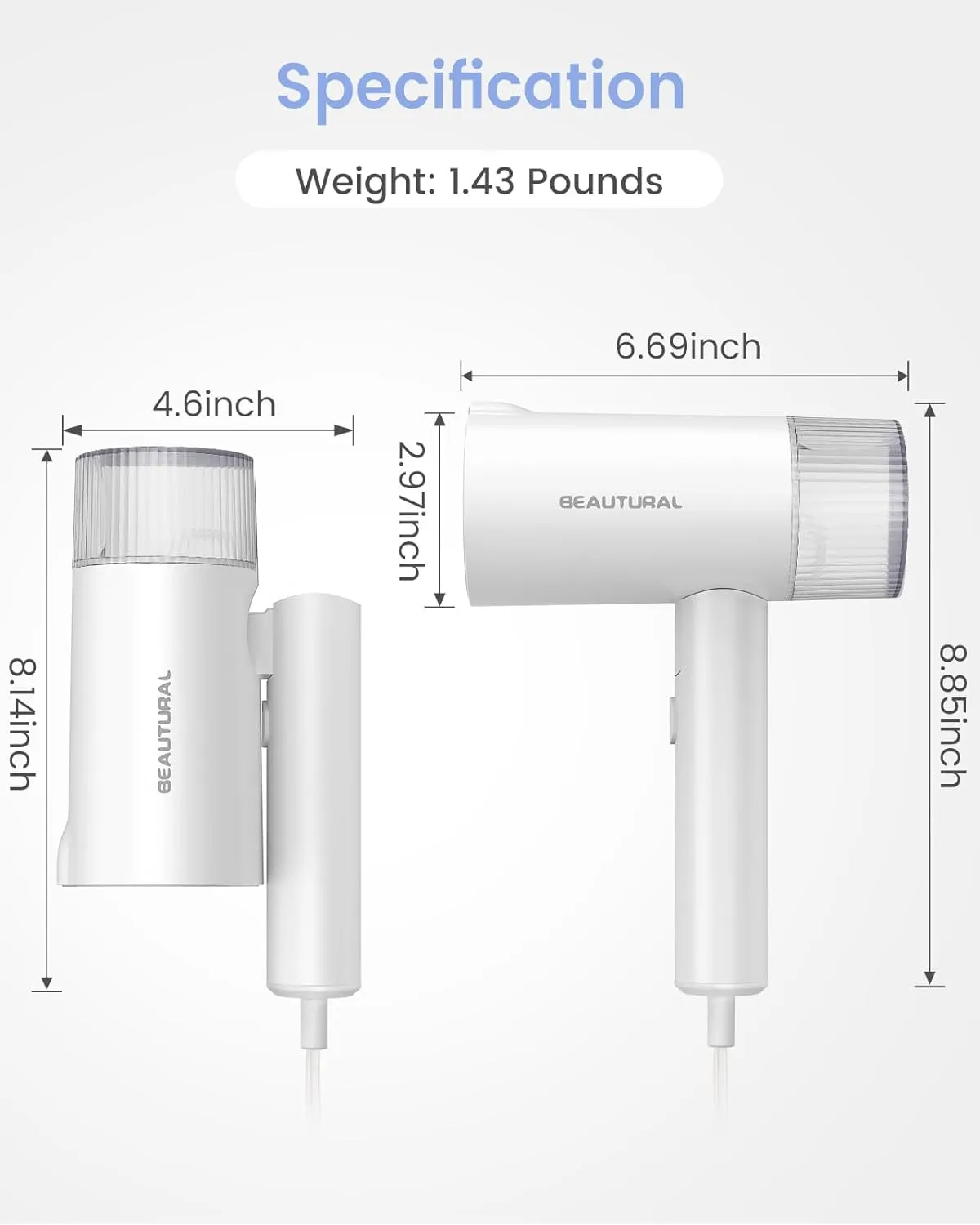 BEAUTURAL Steamer for Clothes, Foldable Handheld Clothing Wrinkles Remover for Garments, 30-Second Fast Heat-up, Portable Fabric Steamer for 120V Countries, Not for Use in 220V Such as Europe