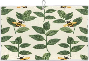 Bee Leaf Golf Towel with Heavy Duty Carabiner Clip Quick Dry Ultra Absorbent Club Ball Cleaning Towel Golf Accessories for Men Women